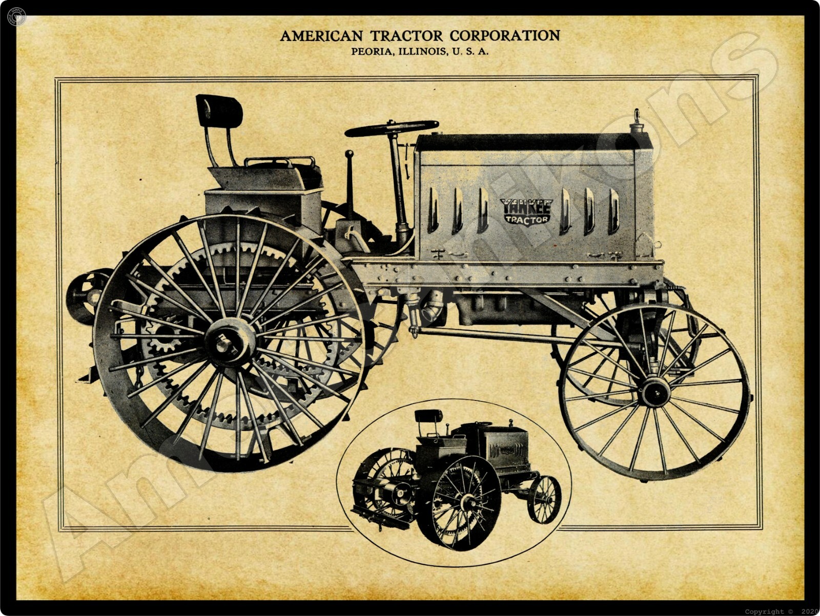 American Tractor Company New Metal Sign: Yankee Tractor – Peoria, Illinois