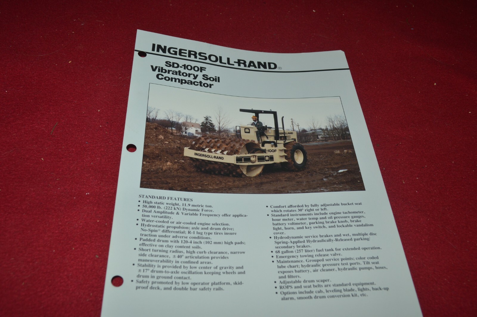 Ingersoll Rand SD-100F Vibratory Compactor Roller Brochure DCPA14