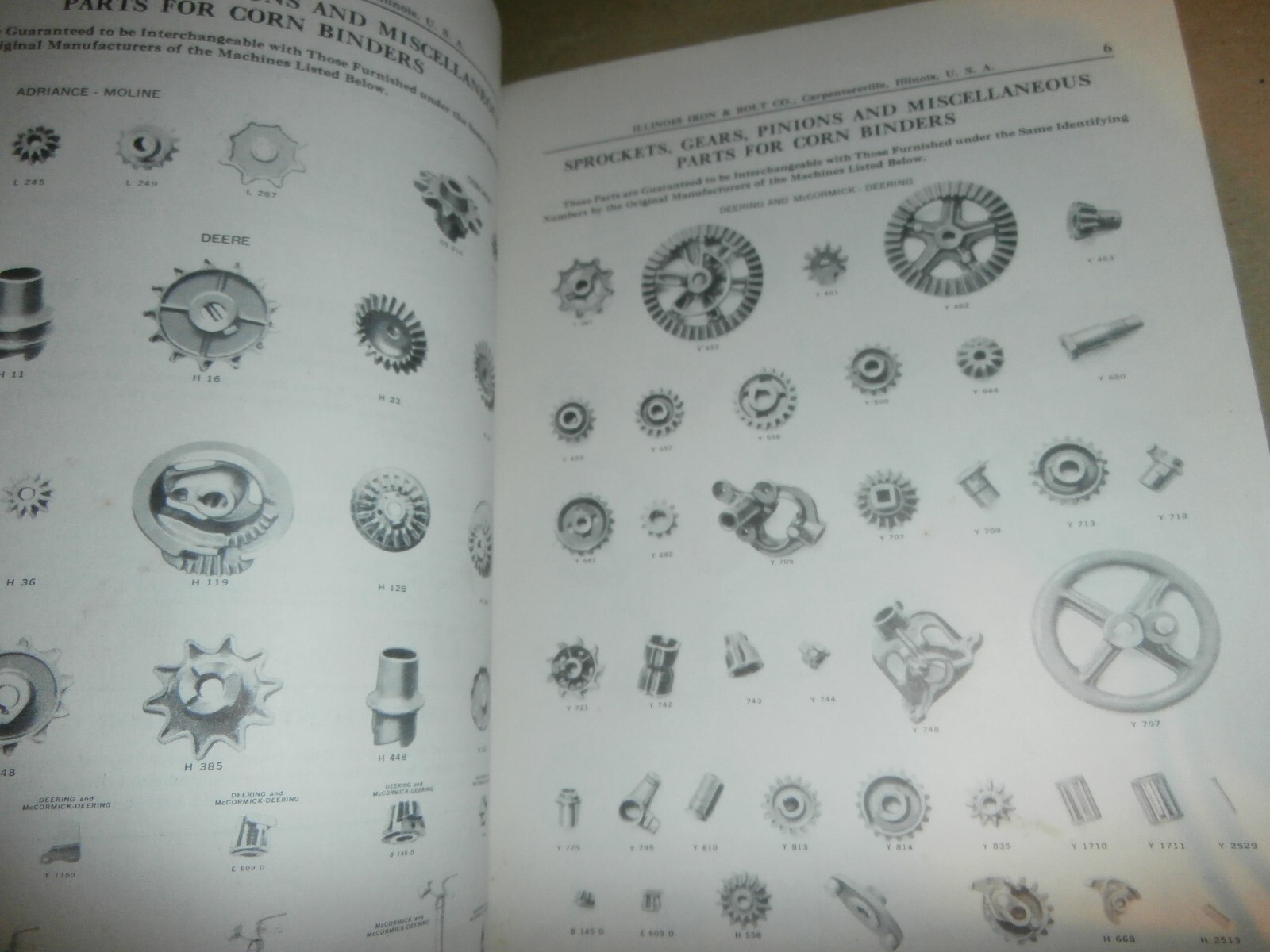 Vintage Parts Catalog for Illinois Iron & Bolt Co Corn Binders Carpentersville
