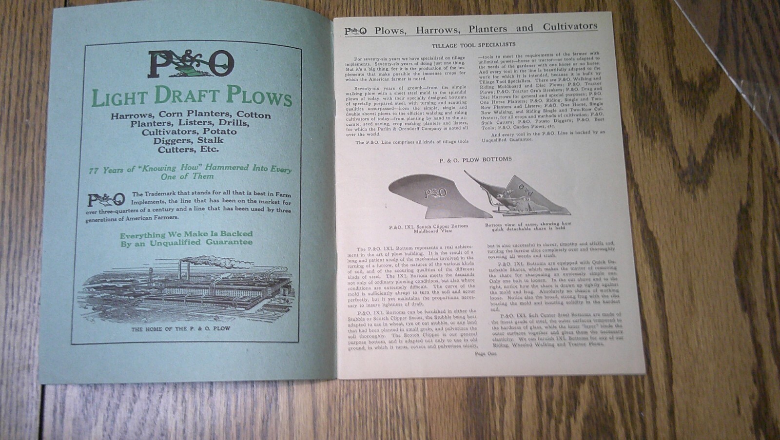 antique Advertising product booklet Parlin & Orendorff (P&O) Plow Canton, Ill 6B