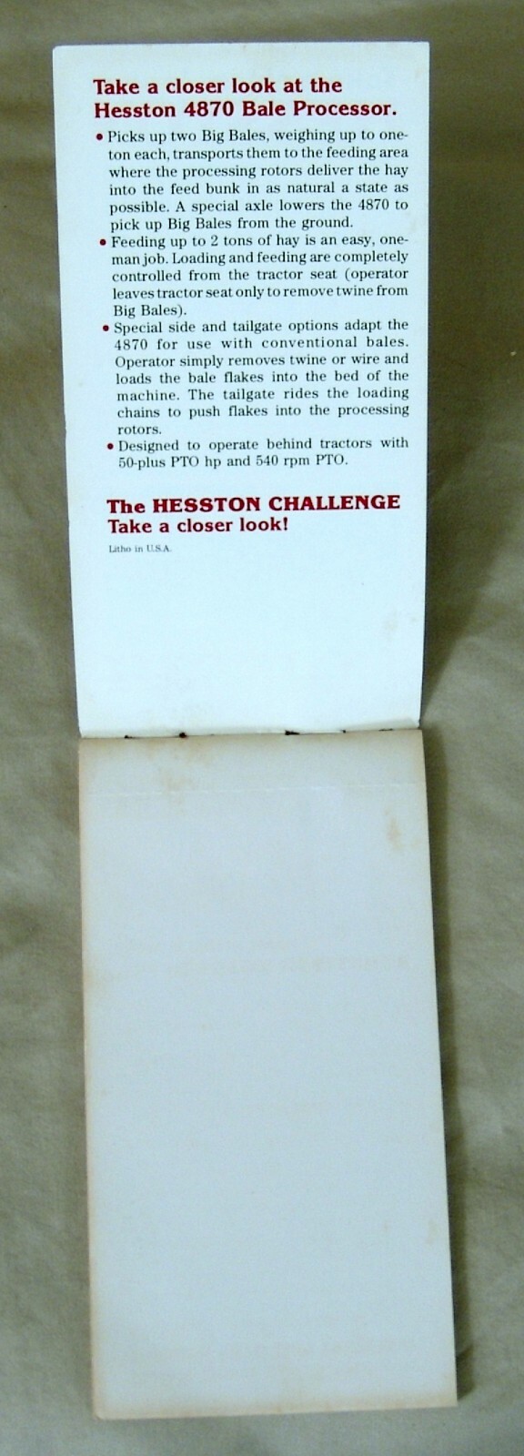 Vintage Hesston Corporation January 1979 Pocket Note Pad – UNUSED!