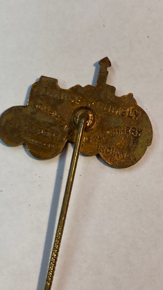 1920&rsquo;s ADVANCE RUMELY TRACTOR STICKPIN FARM ADVERTISING LAPORTE IN
