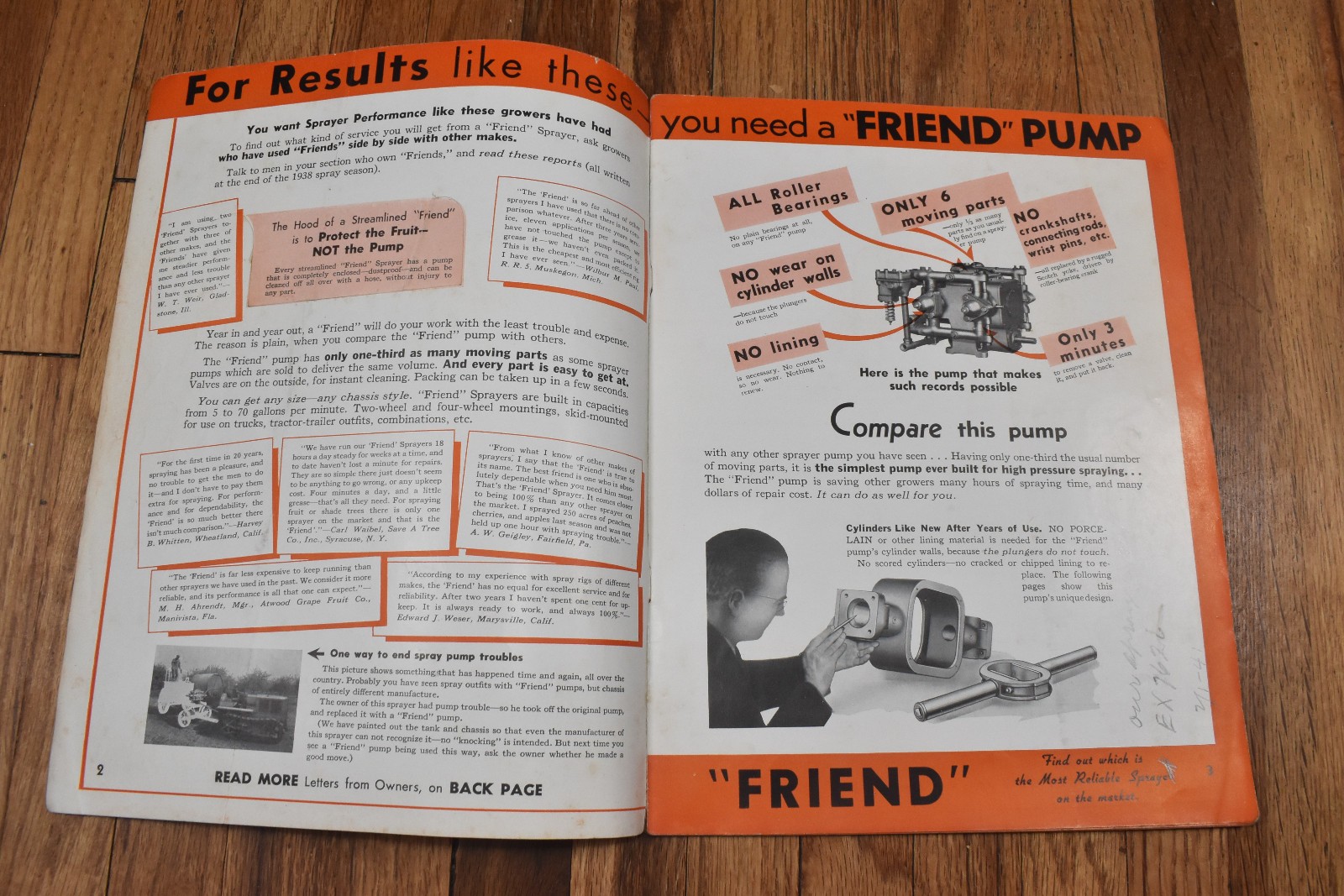 Vintage Friend Farm Pump Sprayer Advertising Sales Brochure