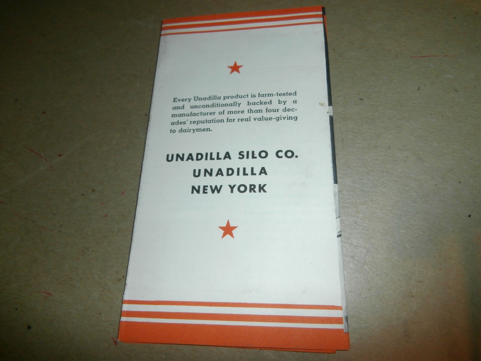 Vintage Unadilla NY Silo Co Farm Sales Brochures Silage Una-Lam Cow Partitions