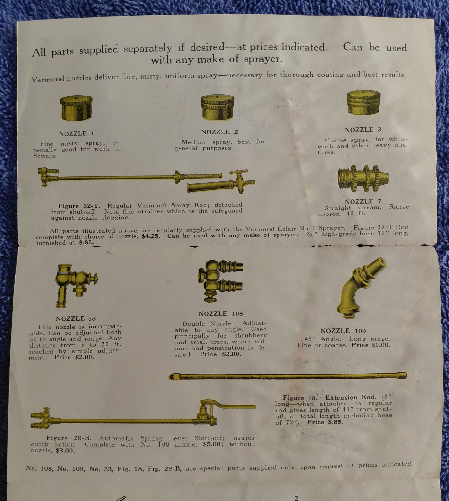 Vermorel Dusters & Eclair No.1 Sprayer Brochure Vintage Farm Hardware Ad 1920s