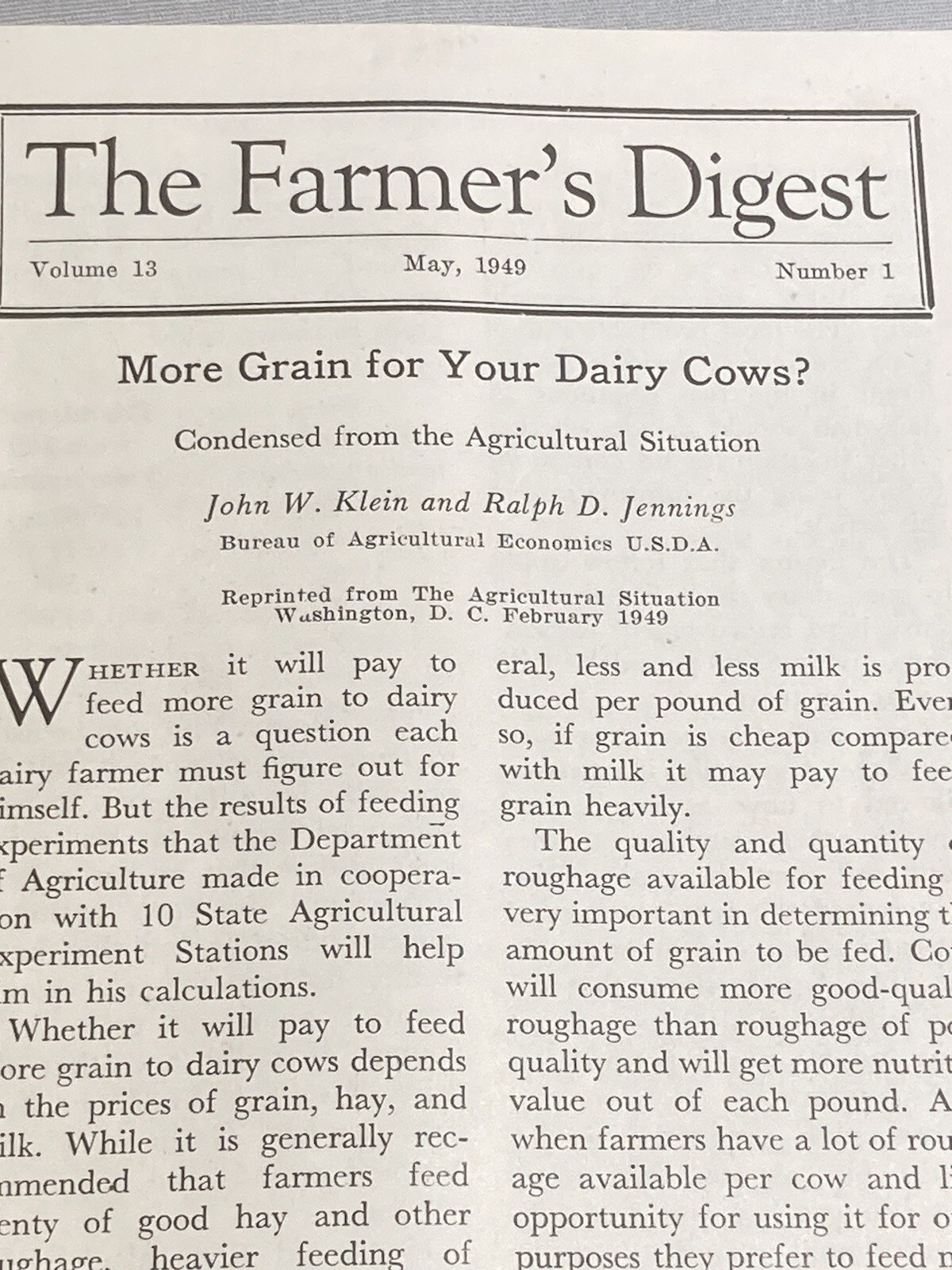 Farmers Digest Magazine October 1949 Hogs Bee Venom Broilers Wheat Dairy Cows