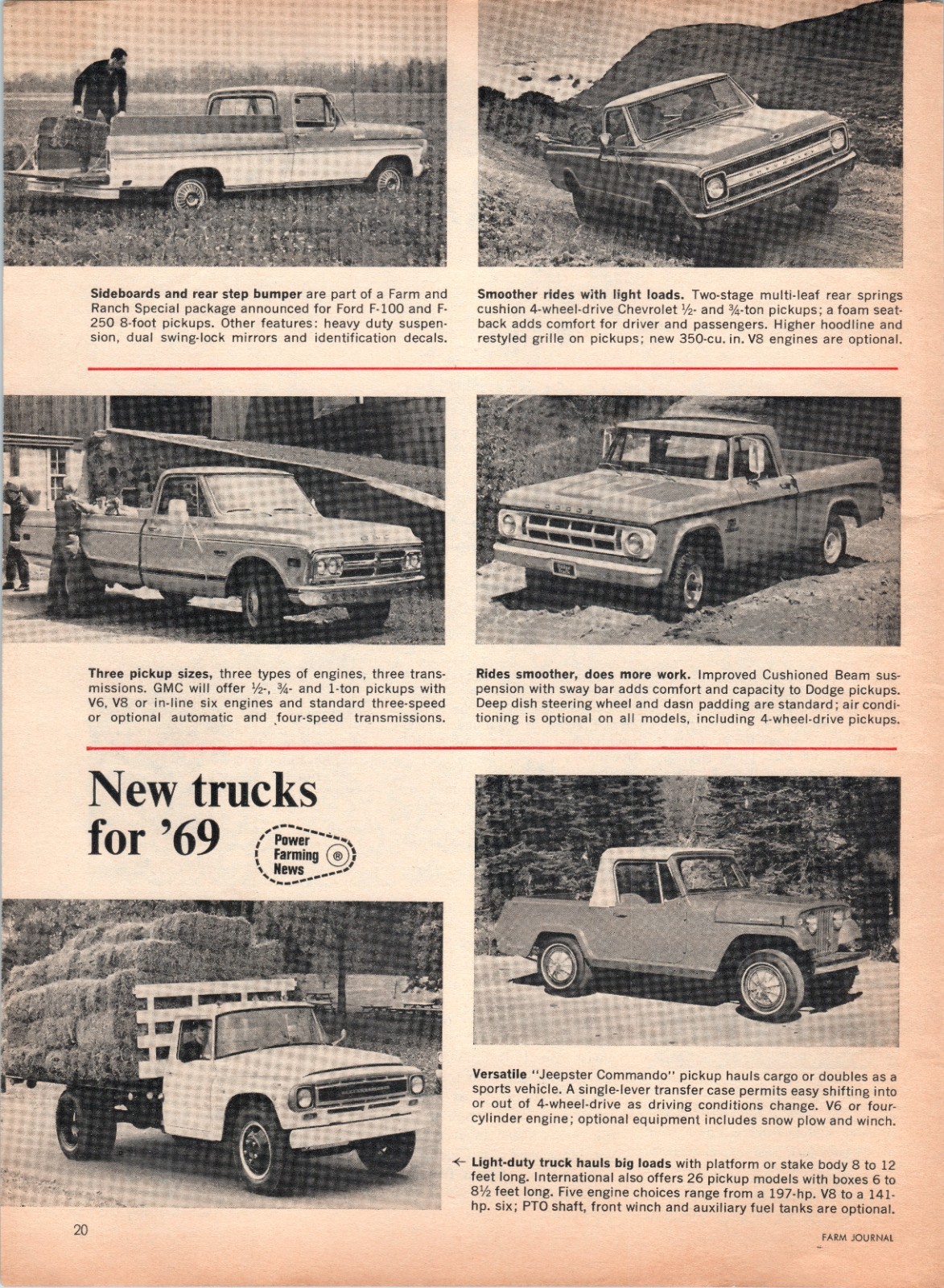 1969 Ford F-100 F-250 Farm Pickup Trucks 60&rsquo;s Vintage Print Ad