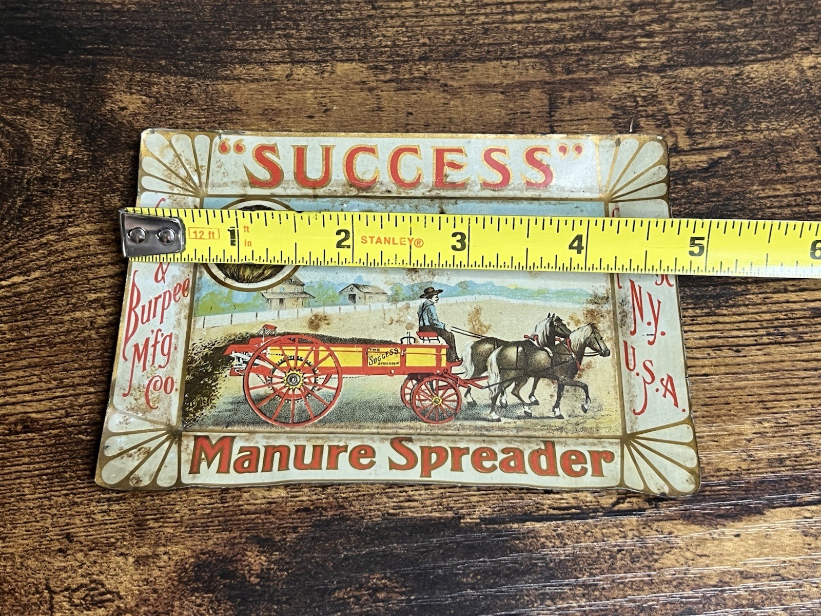 SUCCESS MANURE SPREADER KEMP AND BURPEE AG ADVERTISING TIP TRAY SYRACUSE
