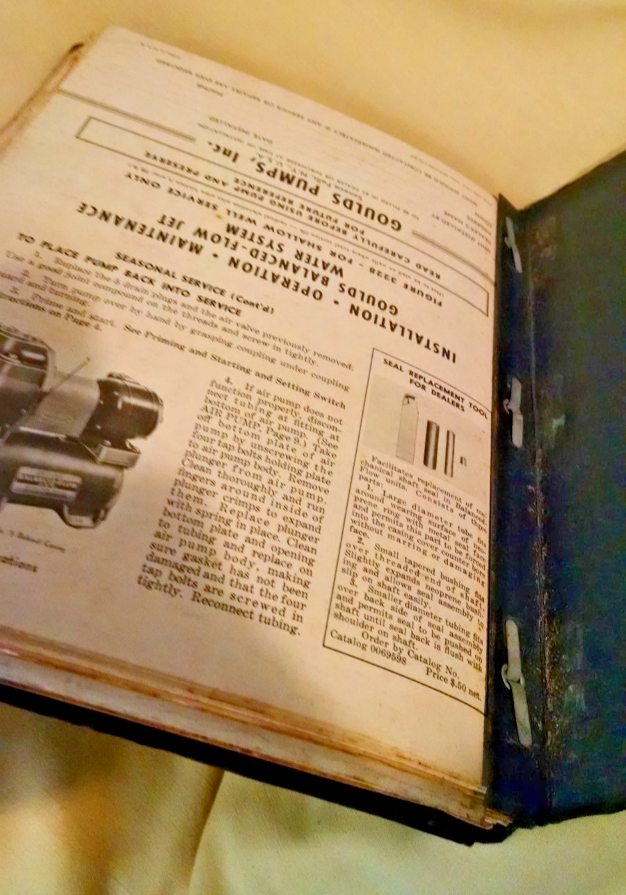 Goulds Service Manual Water Well Pump Home Farm 1940&rsquo;s 1950&rsquo;s Seneca Falls NY.