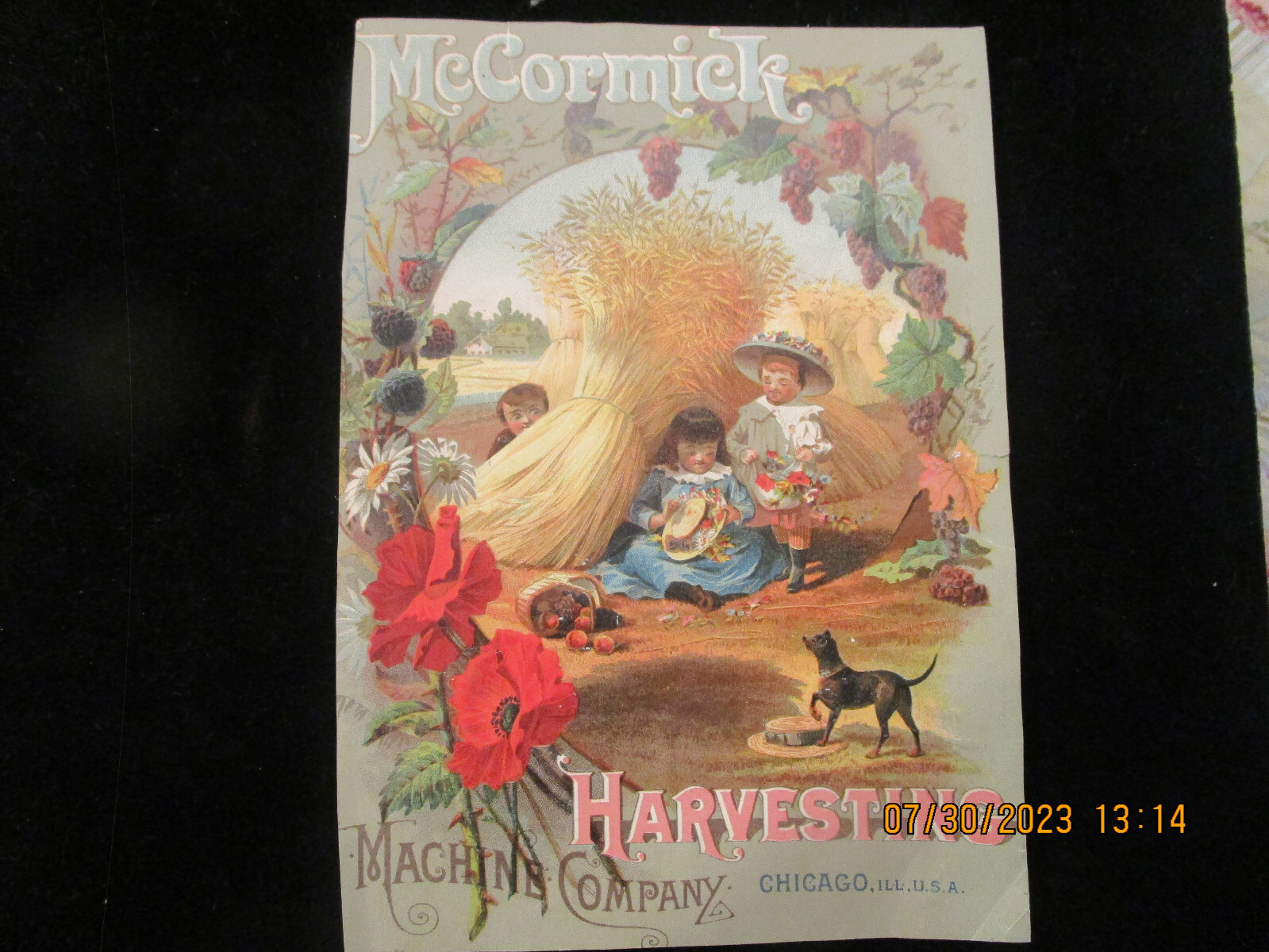 McCORMICK HARVESTING MACHINE CO. Chicago Advertising Trade Card c1880s Antique