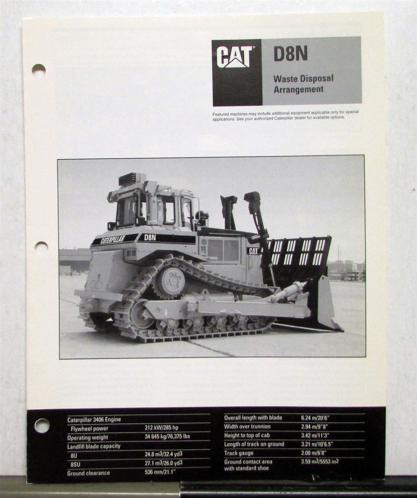 1995 Caterpillar D8N Waste Disposal Construction Spec Construction Sale Folder