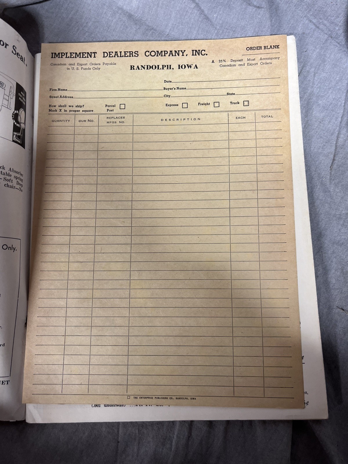 VTG 1949 Implement Dealers Co. Catalog RANDOLPH IA Tractor Truck Parts DEVIL IMP