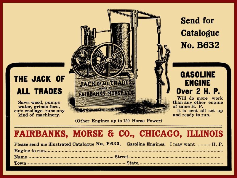 1905 Fairbanks Morse NEW Metal Sign: Jack of All Trades Gas Engine – Chicago
