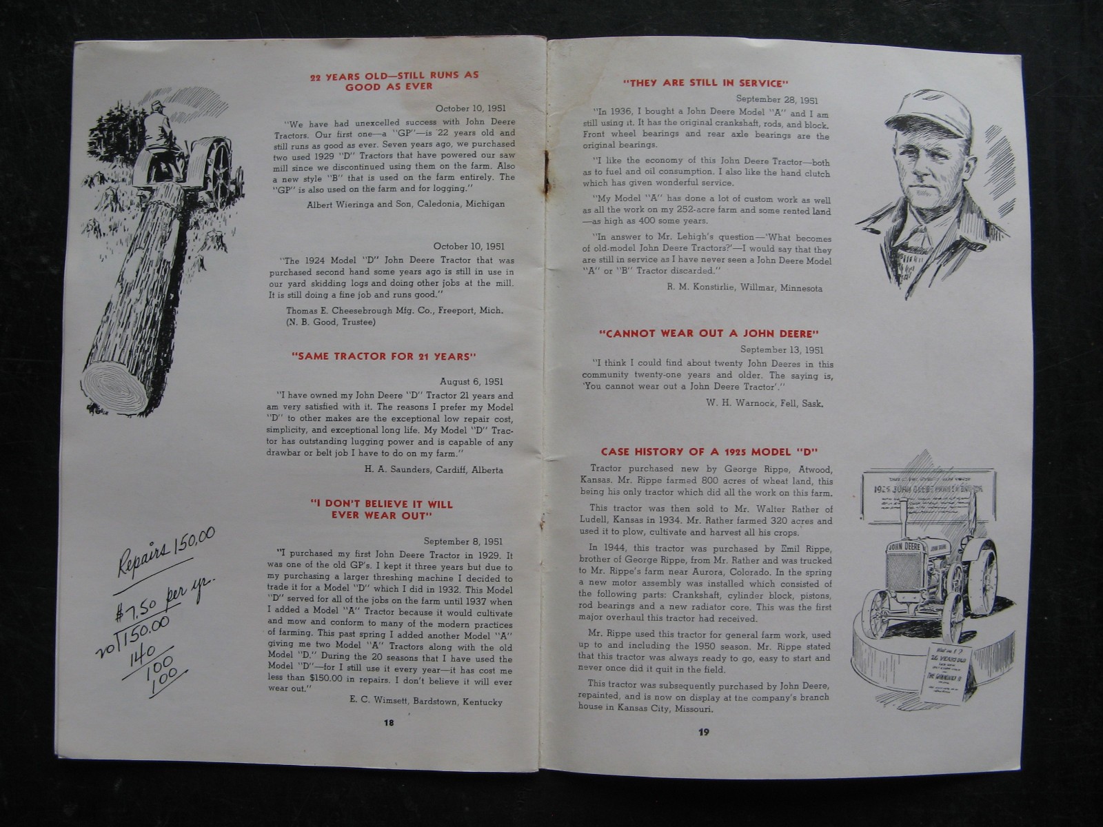 1951 WHAT HAPPENS to OLD MODEL JOHN DEERE TRACTORS ? Sales Booklet VINTAGE