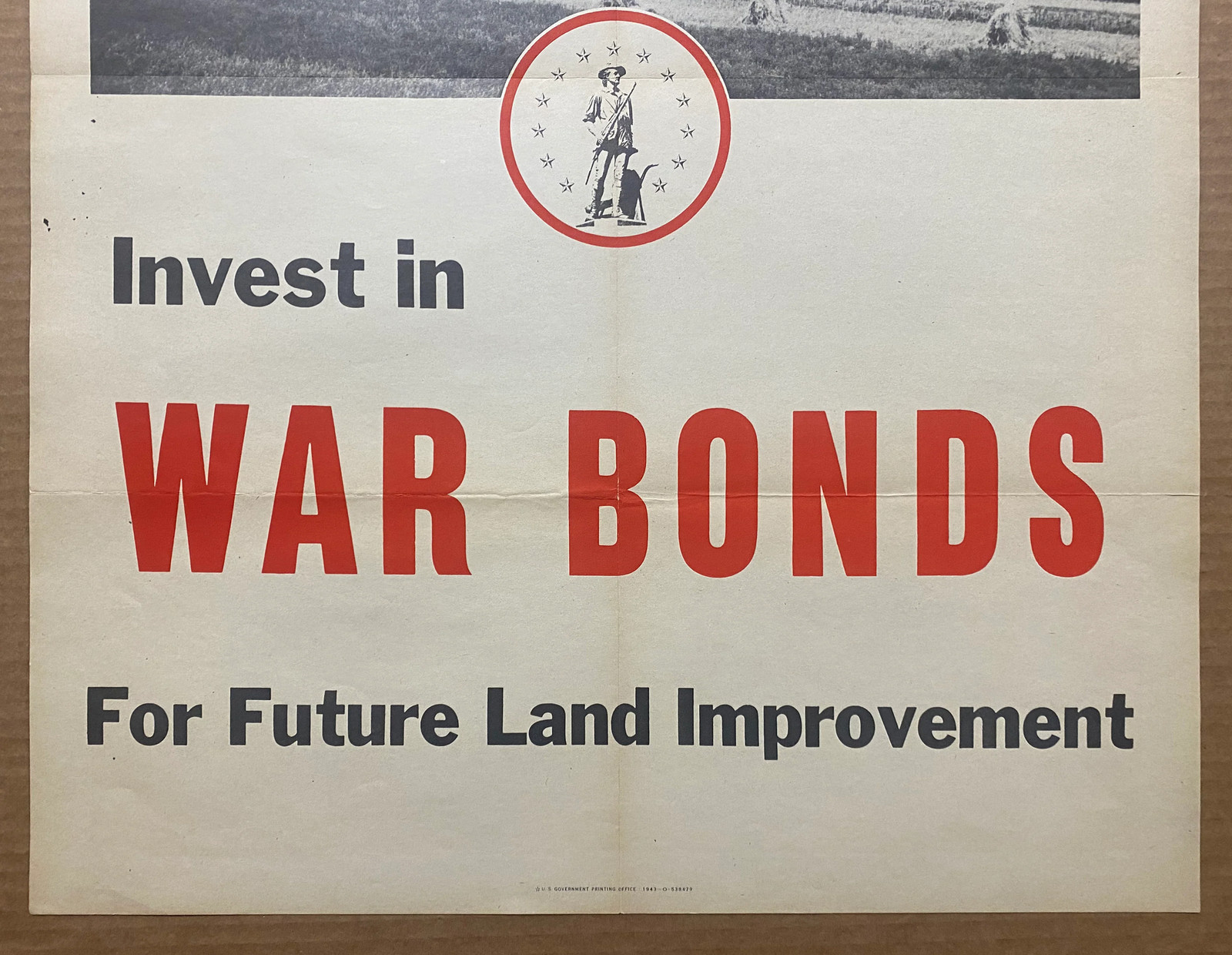 1943 For Your Land and Country Invest in War Bonds Poster WWII Farmers Original