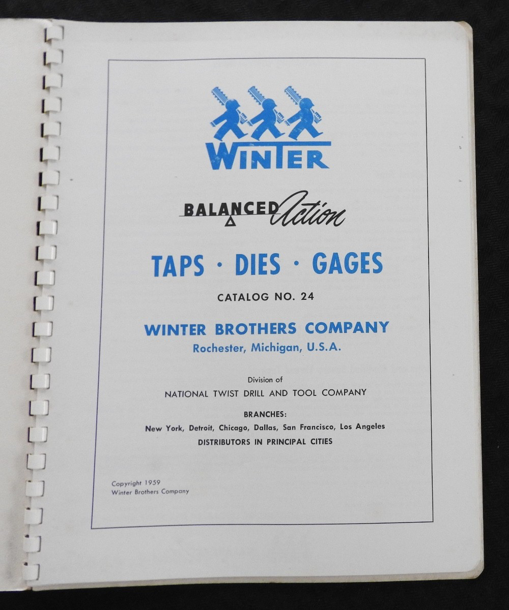 1959-62 Winter Brothers Co. Rochester MI Taps Dies Gages Machinist Sales Catalog