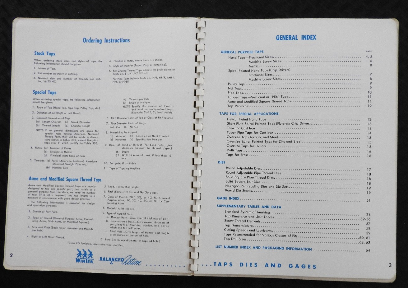 1959-62 Winter Brothers Co. Rochester MI Taps Dies Gages Machinist Sales Catalog