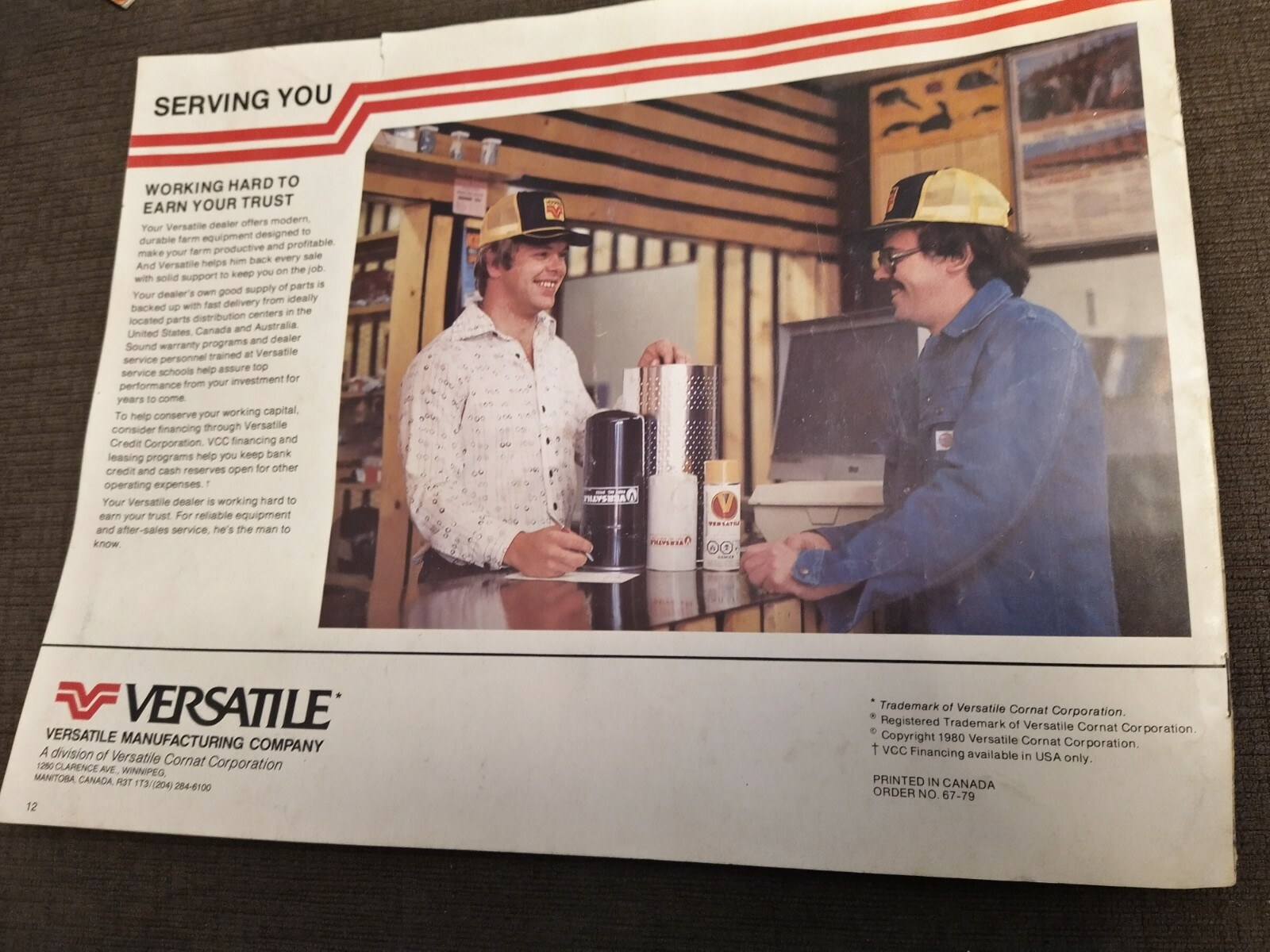 Vintage Versatile SP 400 & 4400 Swather Brochure 8 1/2 x 11&Prime; 12 page