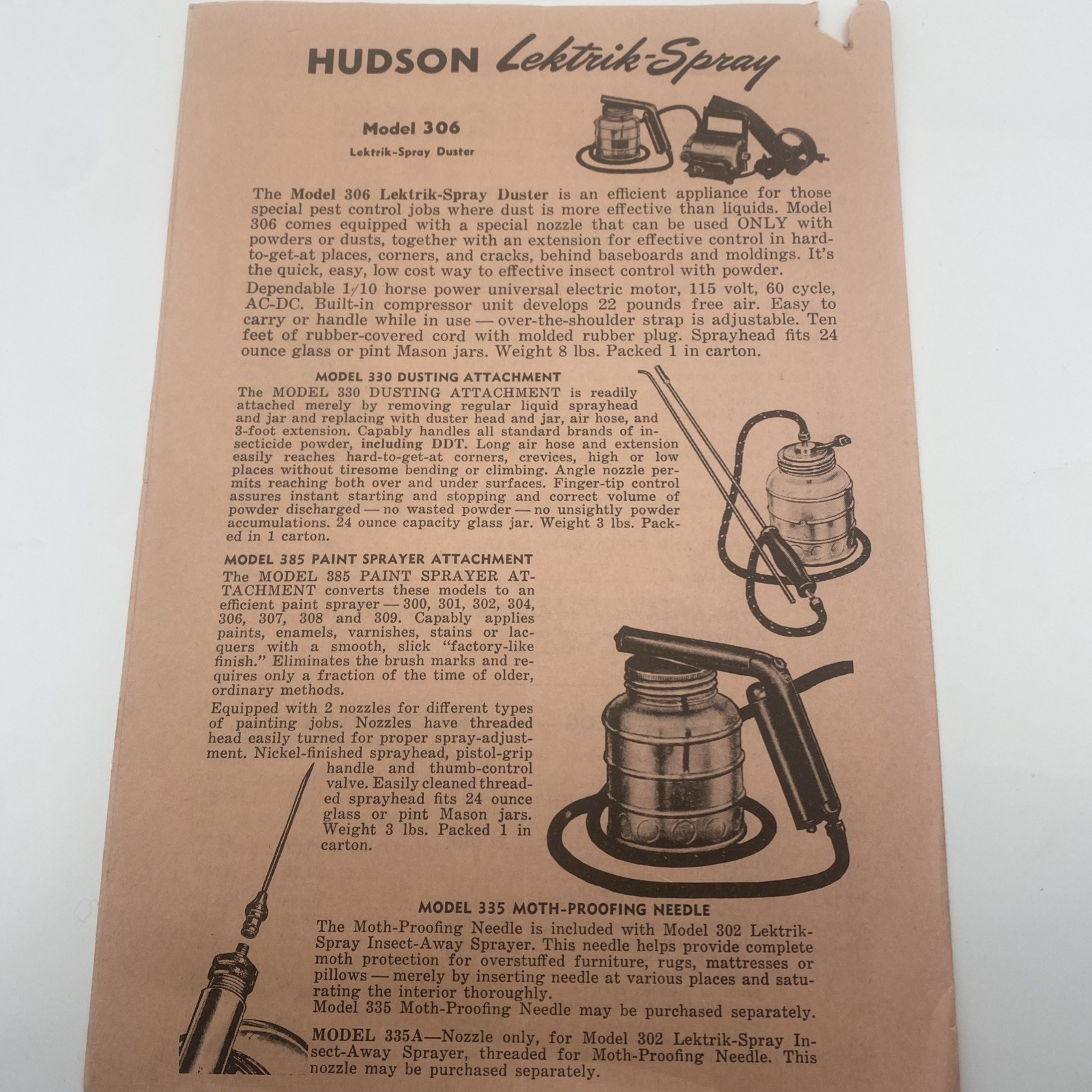 Vintage 1947 Hudson Sprayers Dusters Sales Brochure Agriculture Advertising F44