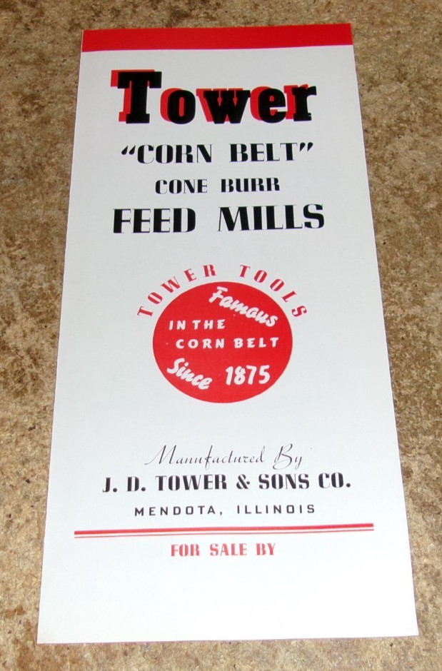 vintage tower corn belt cone burr feed mills 1 page pamphlet nice used