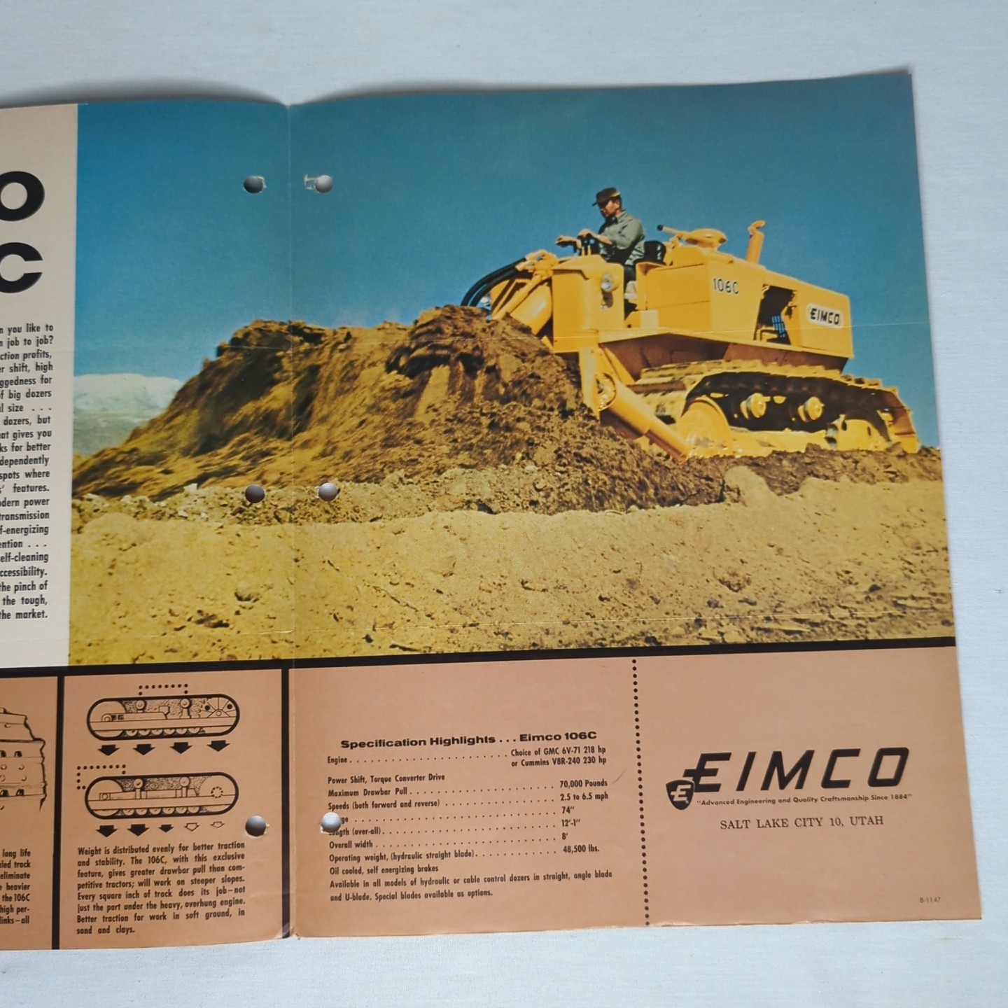 Eimco 106C power shift, high production dozer Brochure