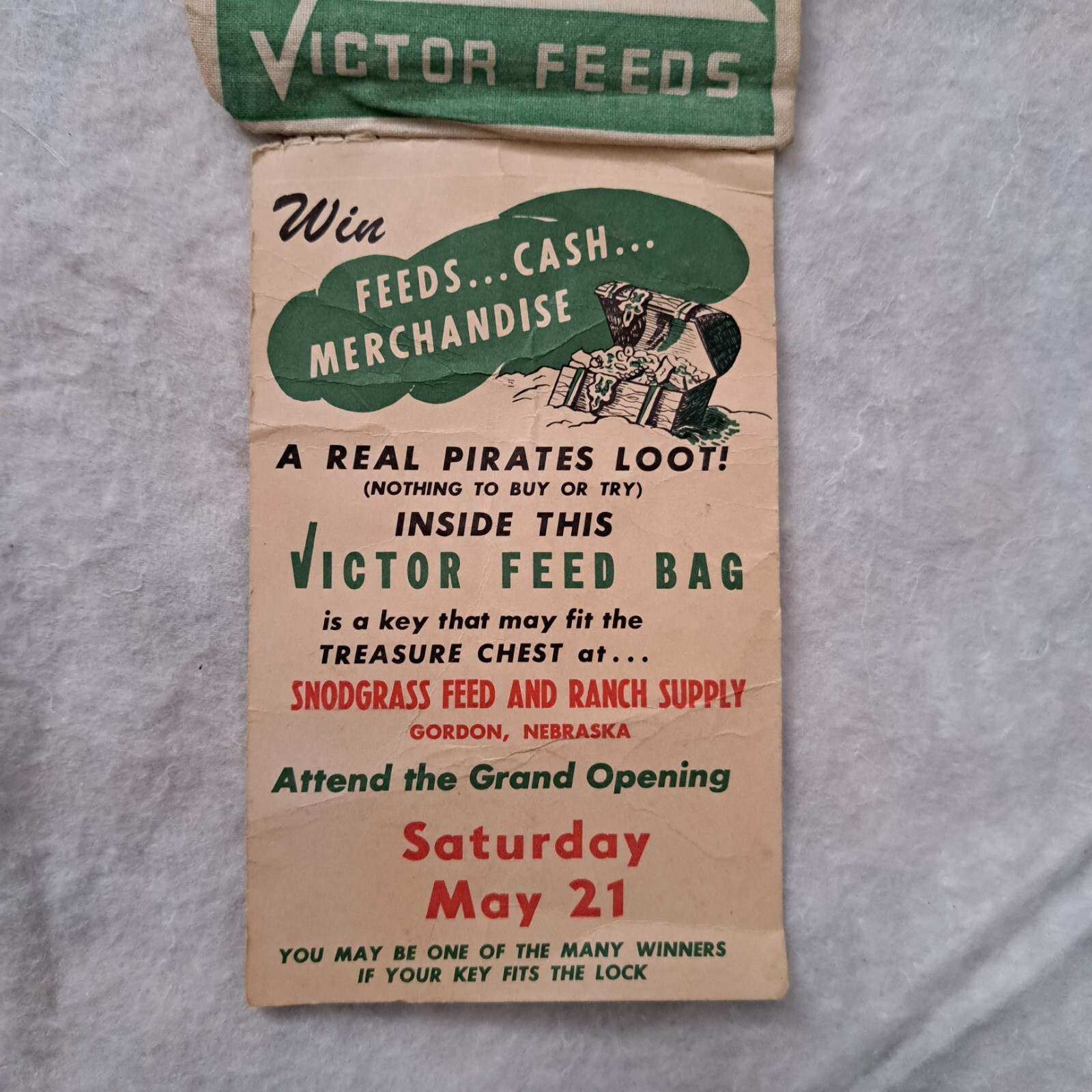 SNODGRASS FEED & RANCH SUPPLY Gordon, Nebraska VICTOR FEEDS DEALER Bag Postcard