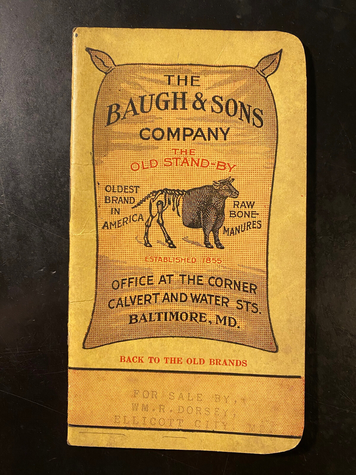 1922 The Baugh & Sons Company Baltimore Maryland Notepad Manure Fertilizer