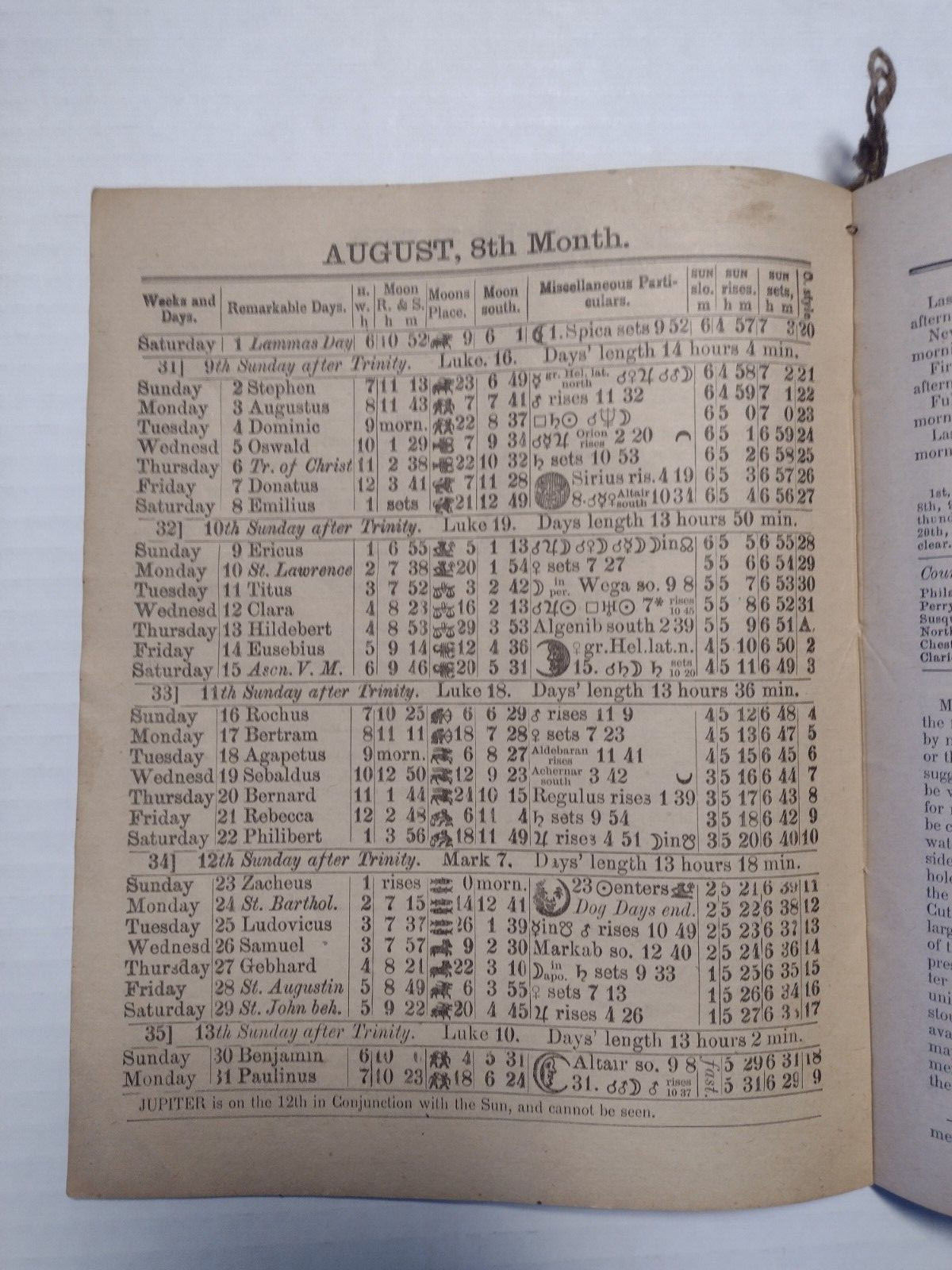1896 John Baer&rsquo;s Sons Lancaster, PA Agricultural Almanac