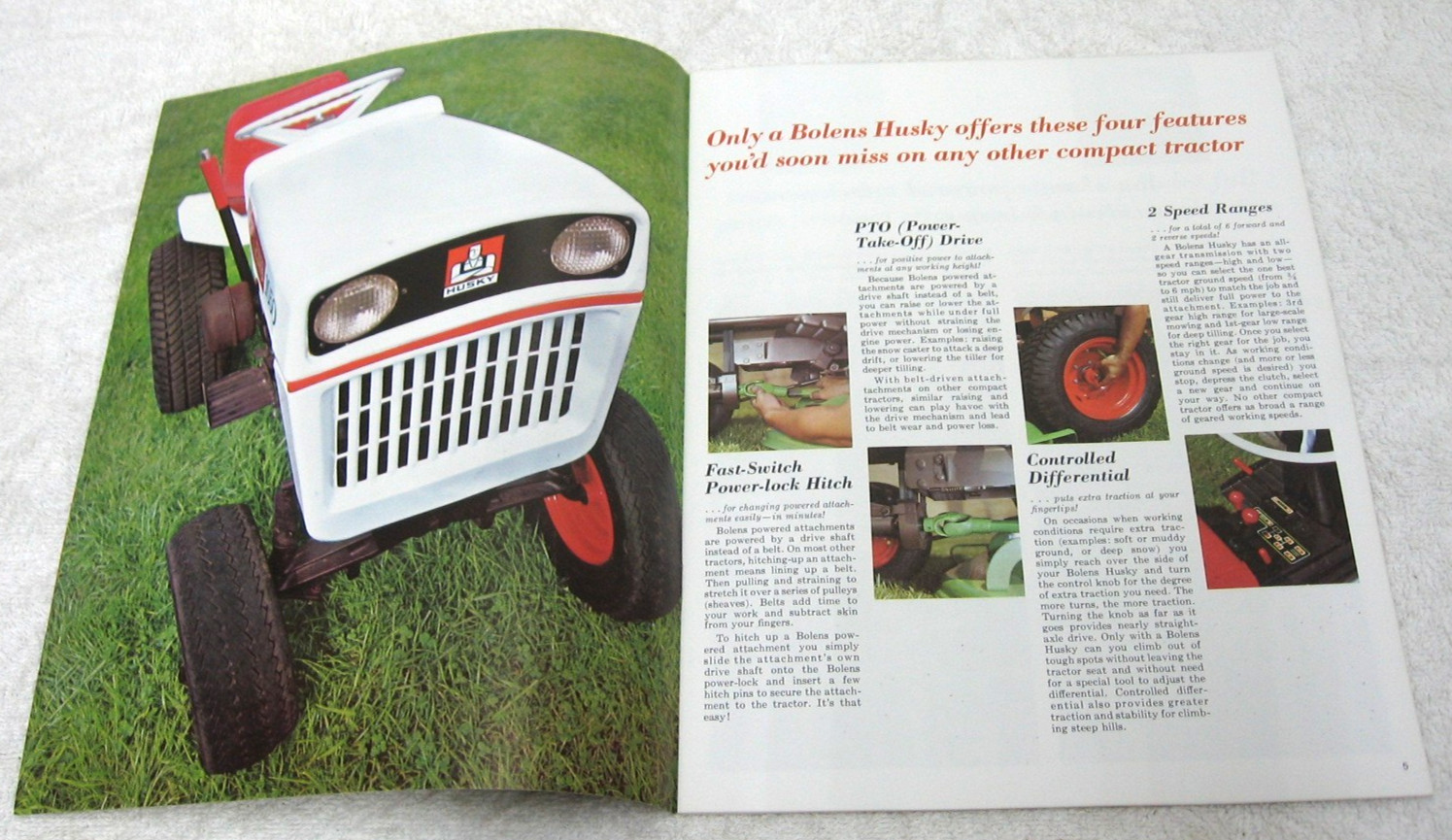 VINTAGE BOLENS HUSKY LAWN TRACTOR MOWER 1050 850 650 AND ATTACHMENTS BROCHURE