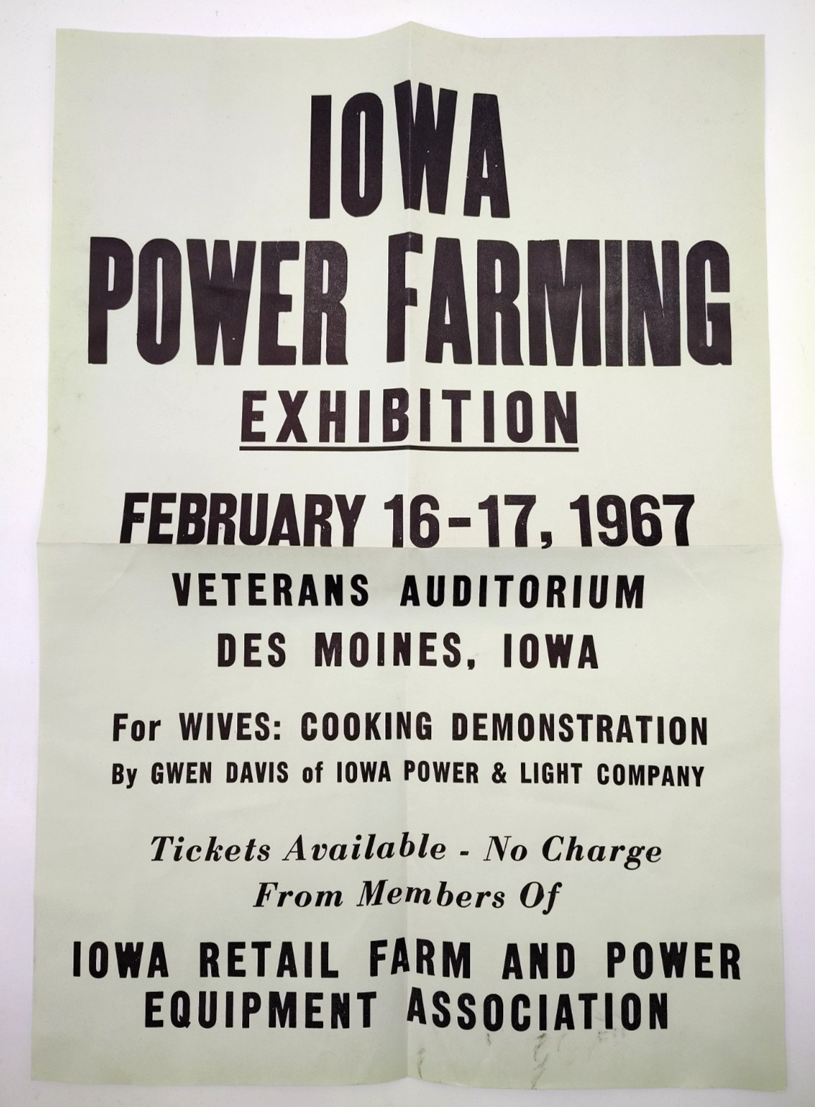 1967 Iowa Power Farming Exhibition Poster (14×20) & Dealership Letter Des Moines