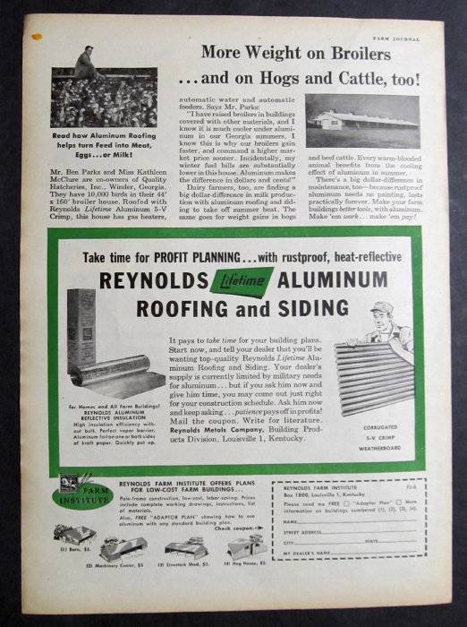 Original 1952 Reynolds Aluminum Ad Endorsement Ben Parks of Winder Georgia