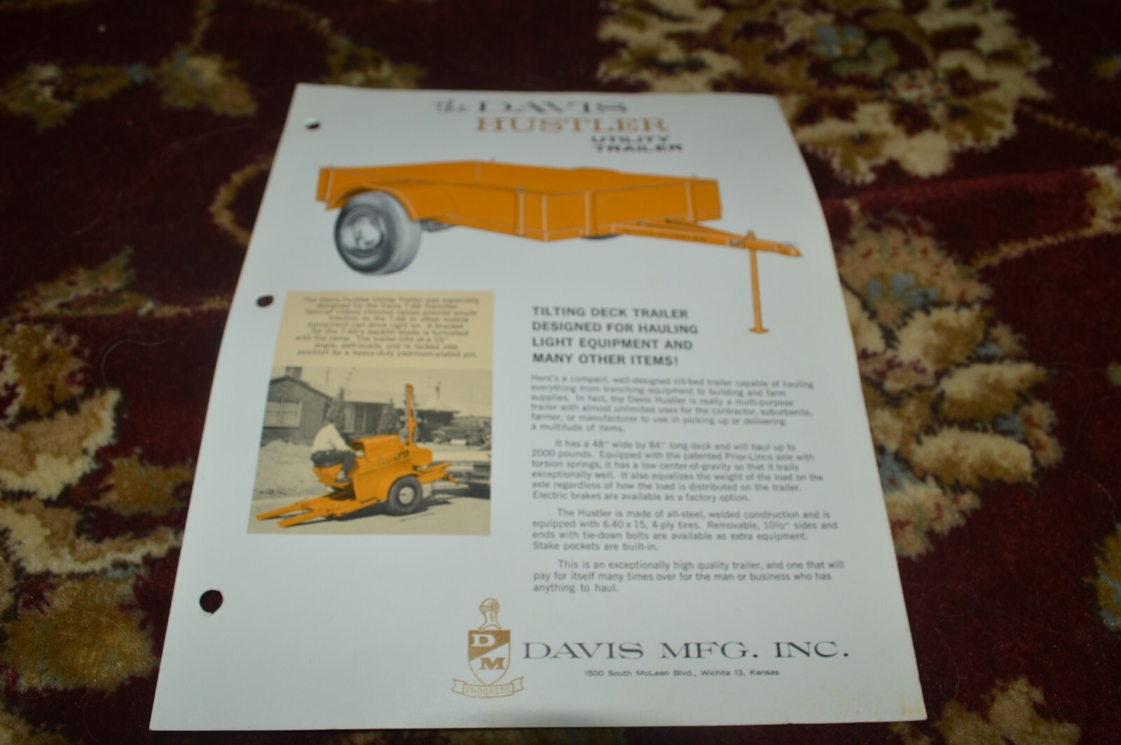 Davis Hustler Utility Trailer Brochure FCCA