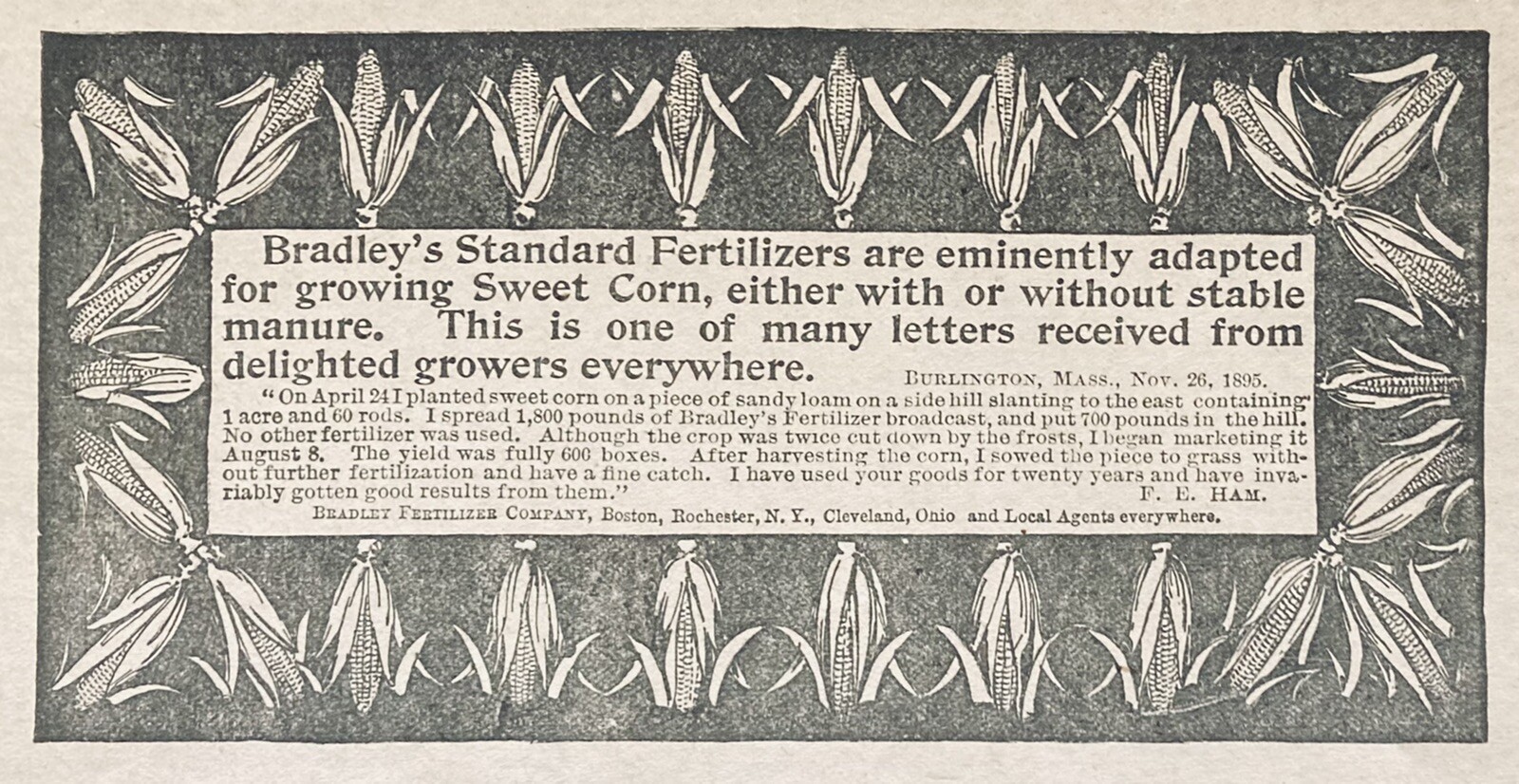 1896 AD.(XH44)~BRADLEY FERTILIZER CO. BOSTON. BRADLEY STANDARD FERTILIZERS