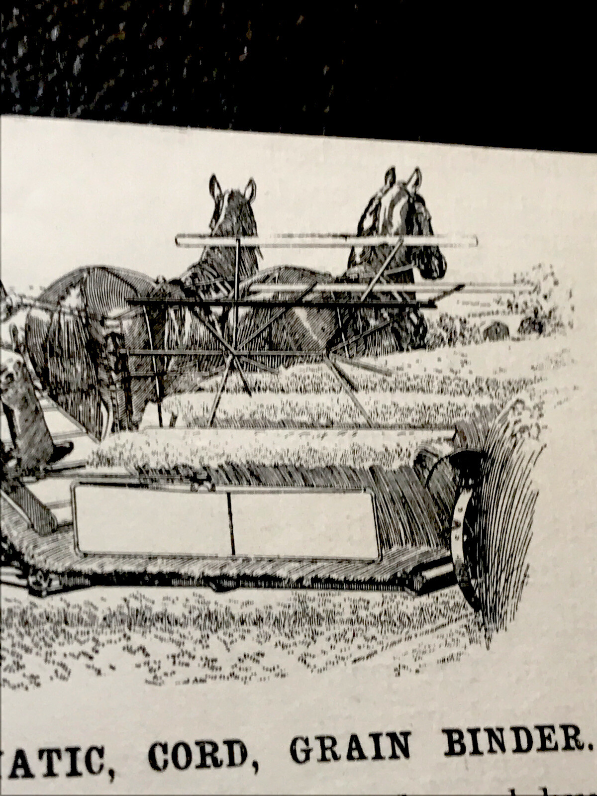 1896 Automatic, Cord, Grain Binder Farm Engraving Advertising