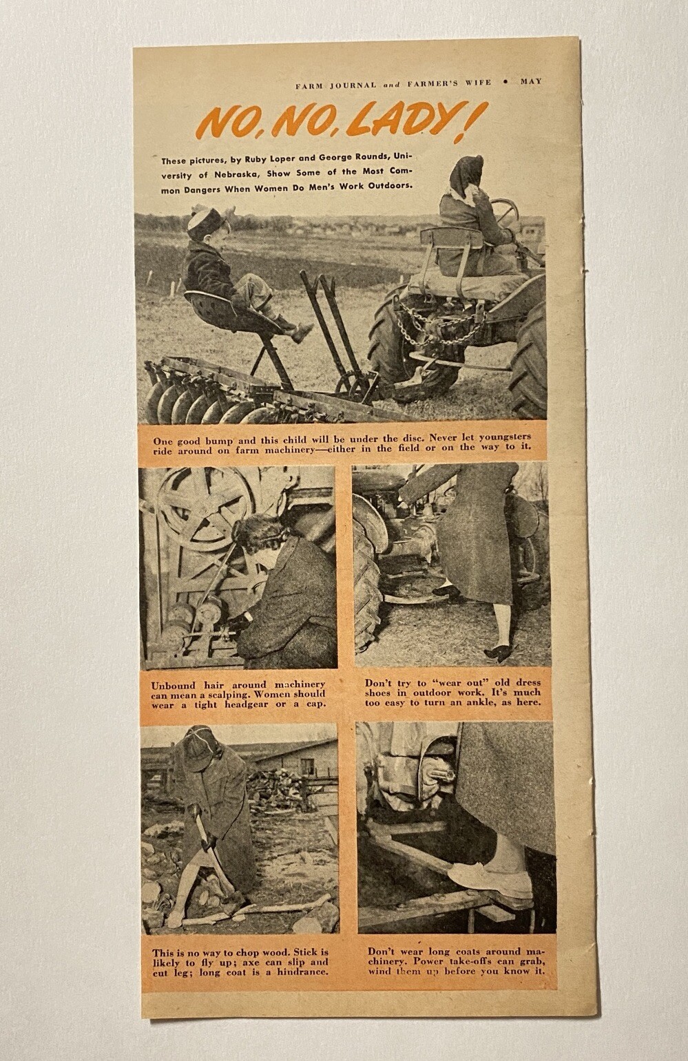 No No Lady Womens History WW2 Era When Women Do Mens Work 1943 Print Ad