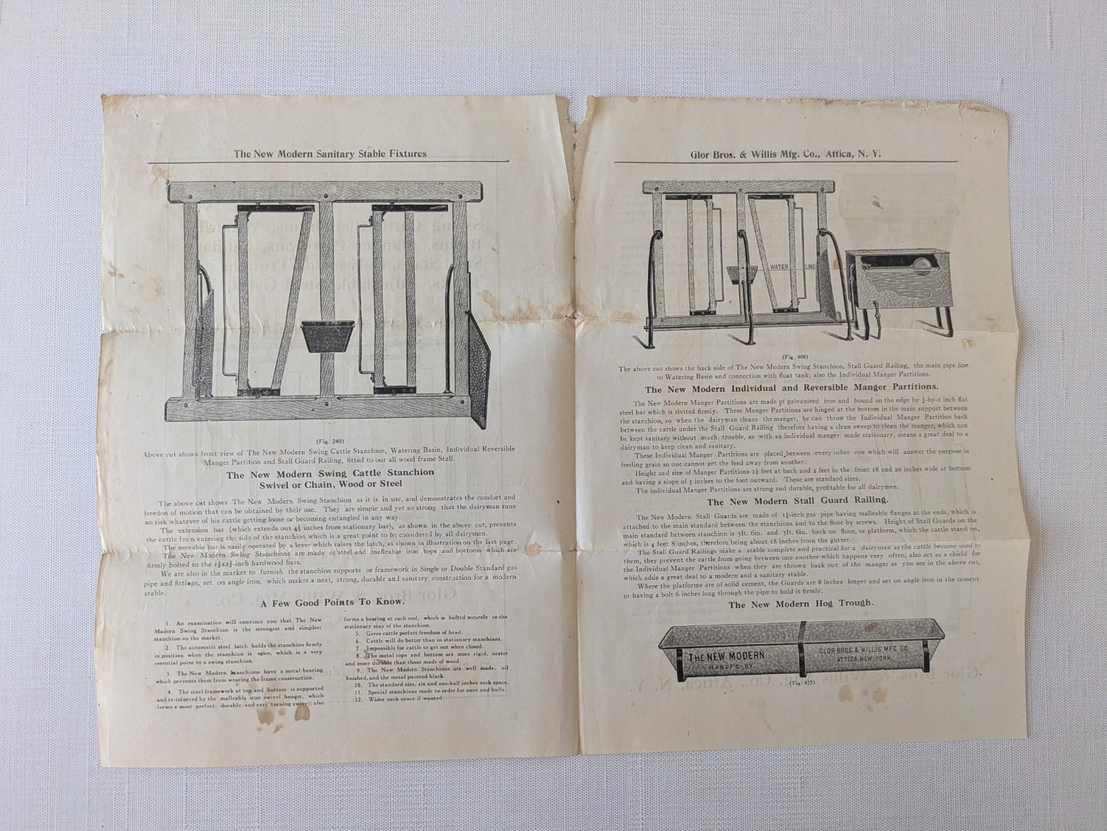 Glor Bros Willis Mfg Co Attica NY Farm Equipment Catalog Sanitary Stable…