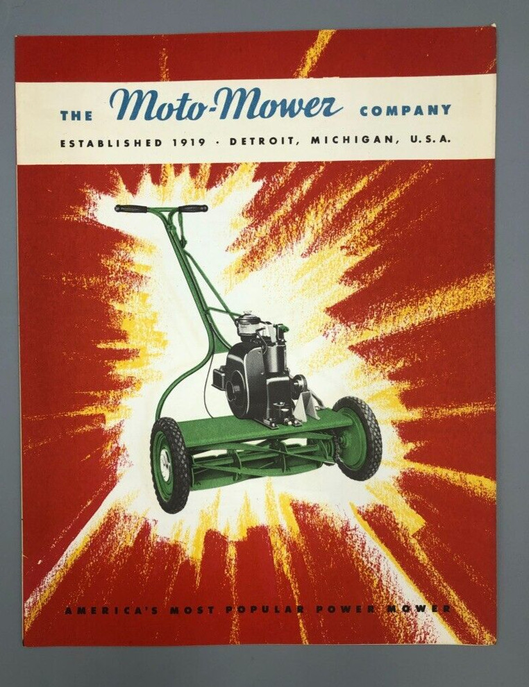 1940s MOTO-MOWER Co REEL LAWN MOWER Vintage ADVERTISE Brochure BRIGGS & STRATTON