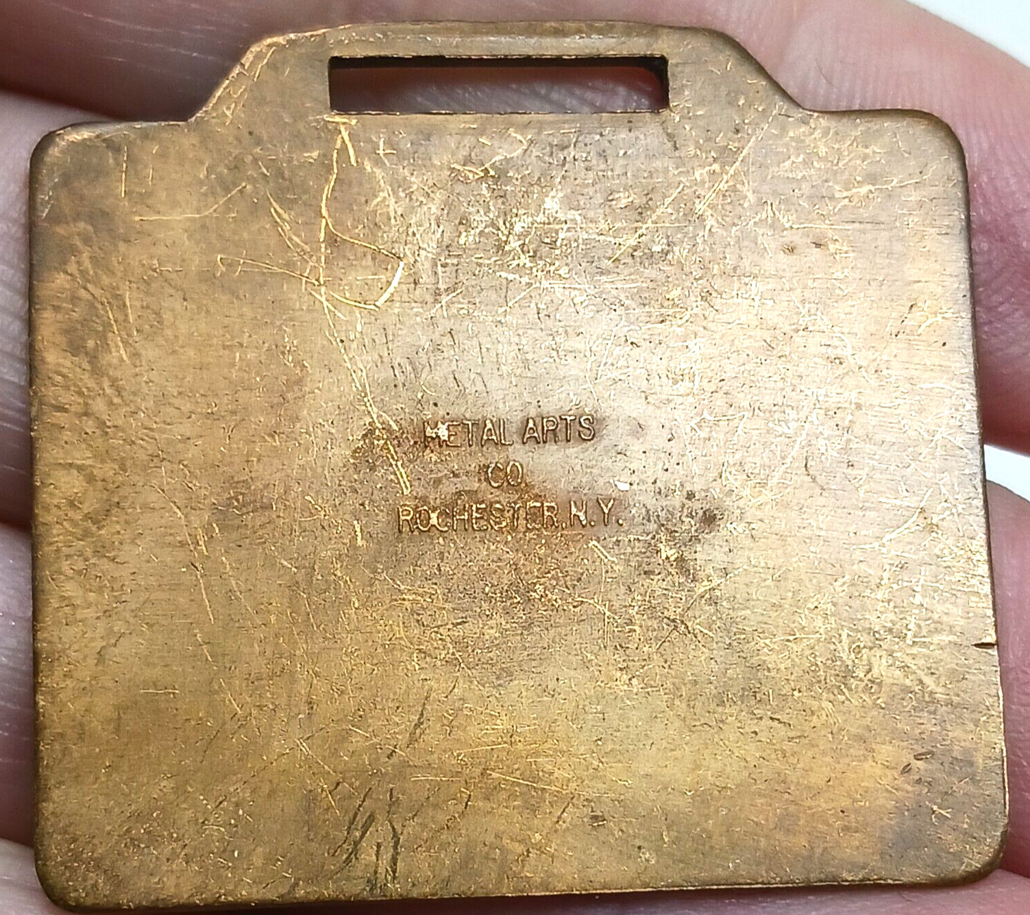 CLARK Equipment Watch Fob MICHIGAN Line Tractor Brass Key Benton Harbor VTG #J-8