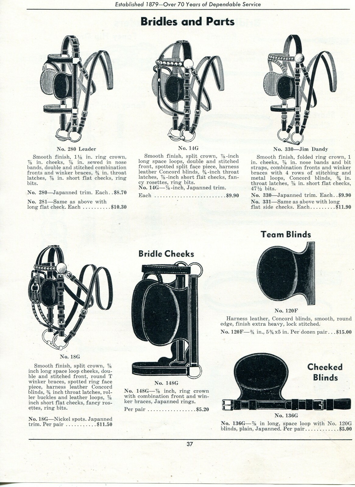1950 Print Ad of Jim Dandy Horse Bridles & Parts 280 Leader, 14G, 330, 18G