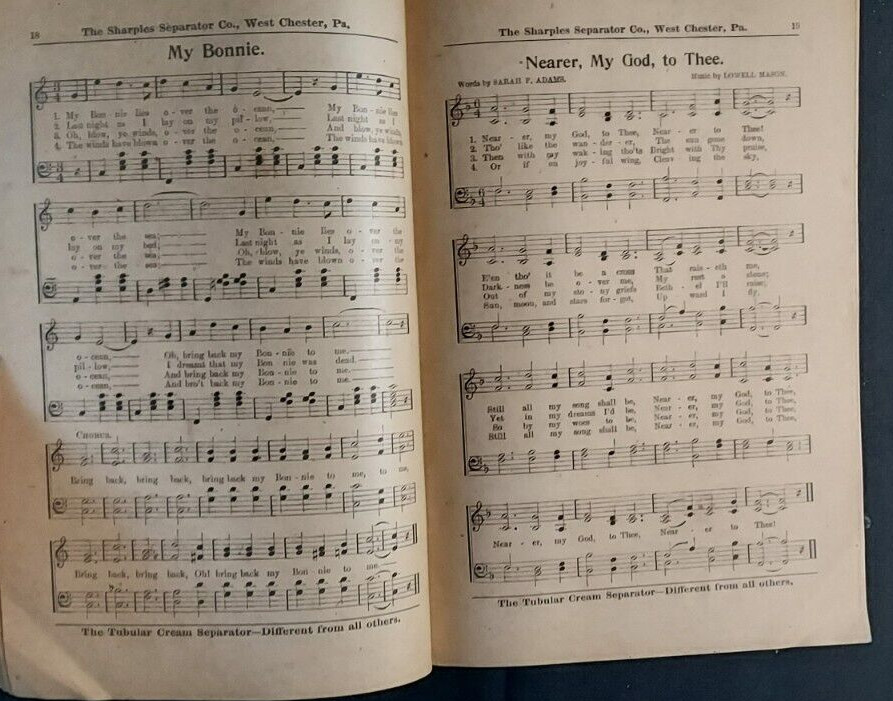 Old Advertising Premium Old Time Song Book Sharples Separator Co West Chester PA