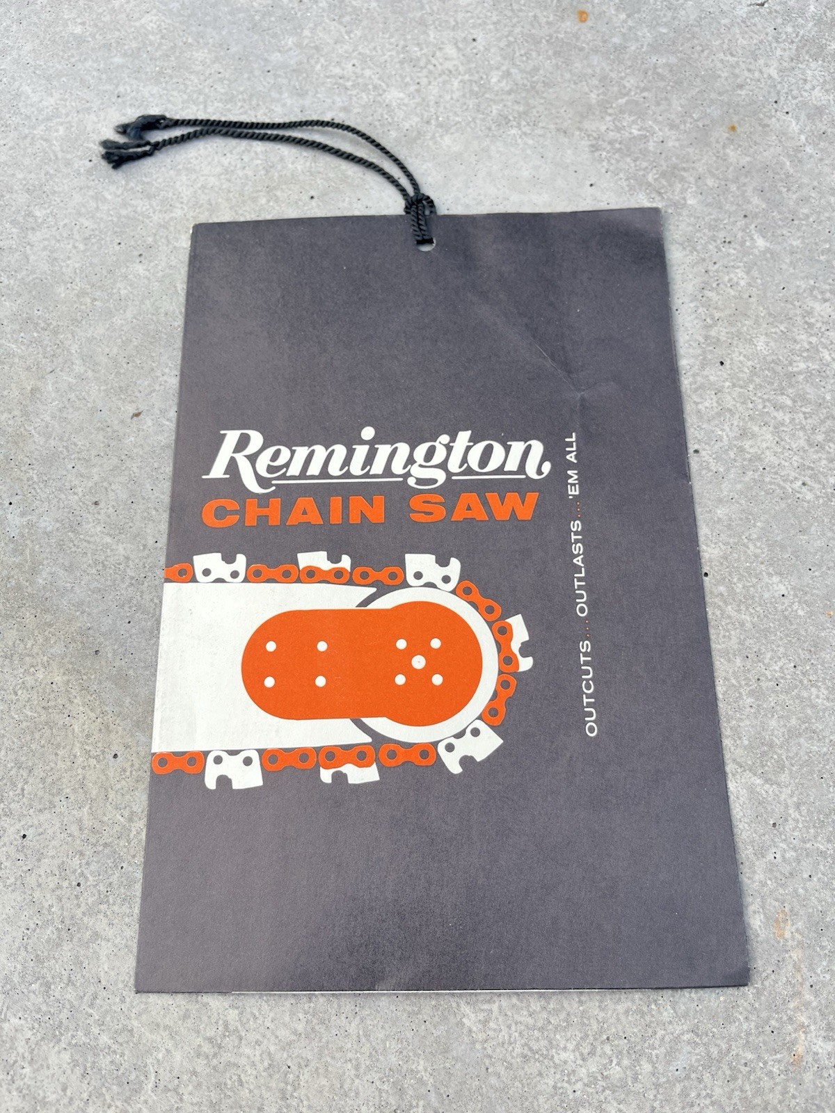 VTG Remington Unused Chain Saw Hang Price Model Tag DuPont 50’s 60’s USA 6”x9”