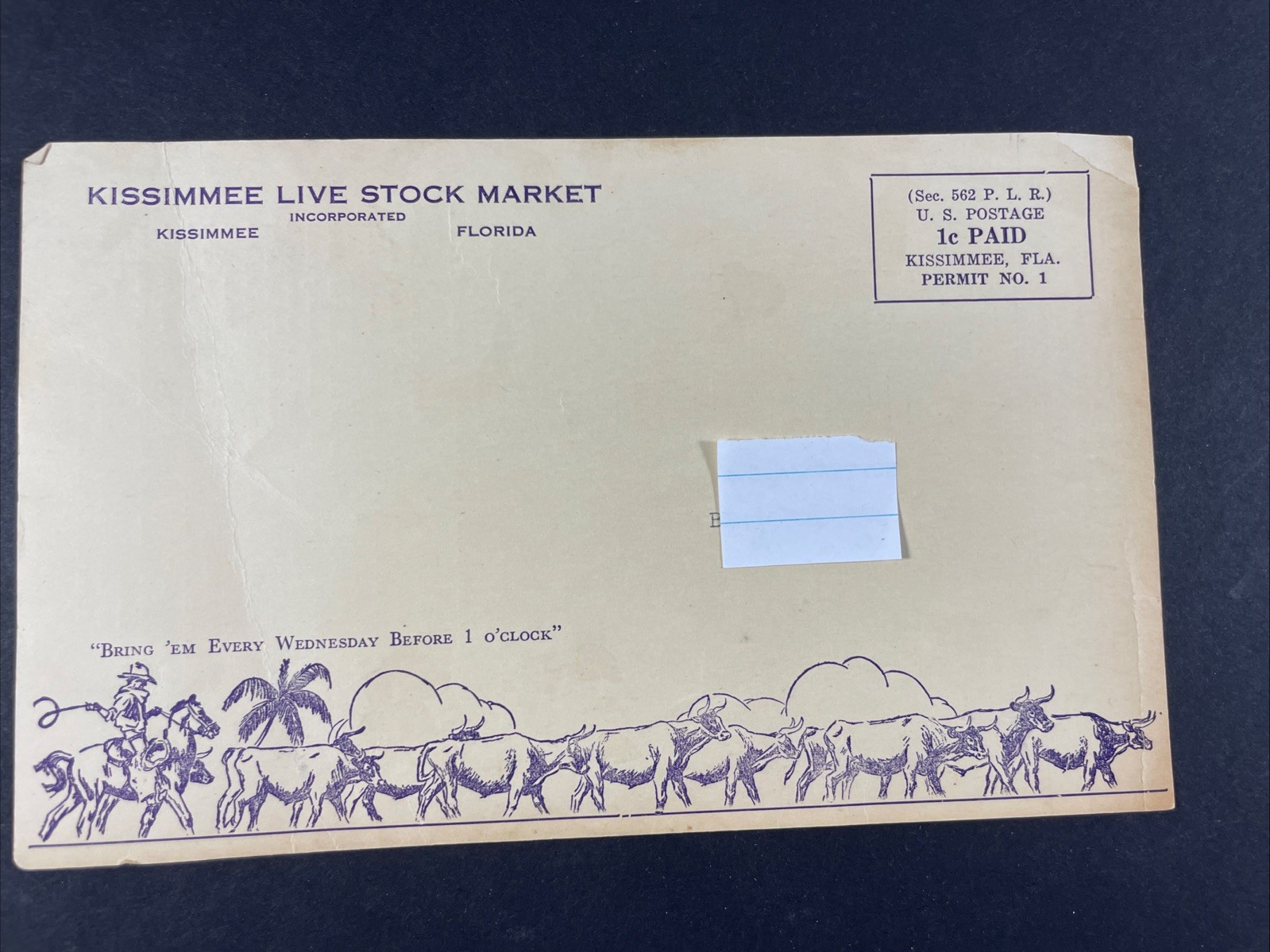 Kissimmee livestock market flyer date of sale May 19, 1943 Ephemera (XS1)