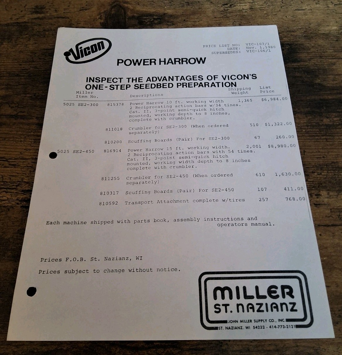 Vincon Power Harrow Brochures And Price List