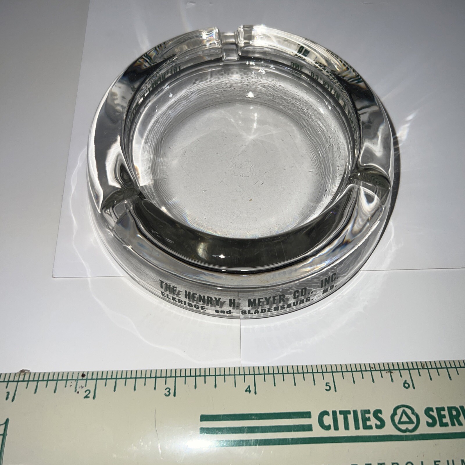 Vintage Glass Ashtray- Henry H Meyer Construction Co Elkridge Bladensburg Md