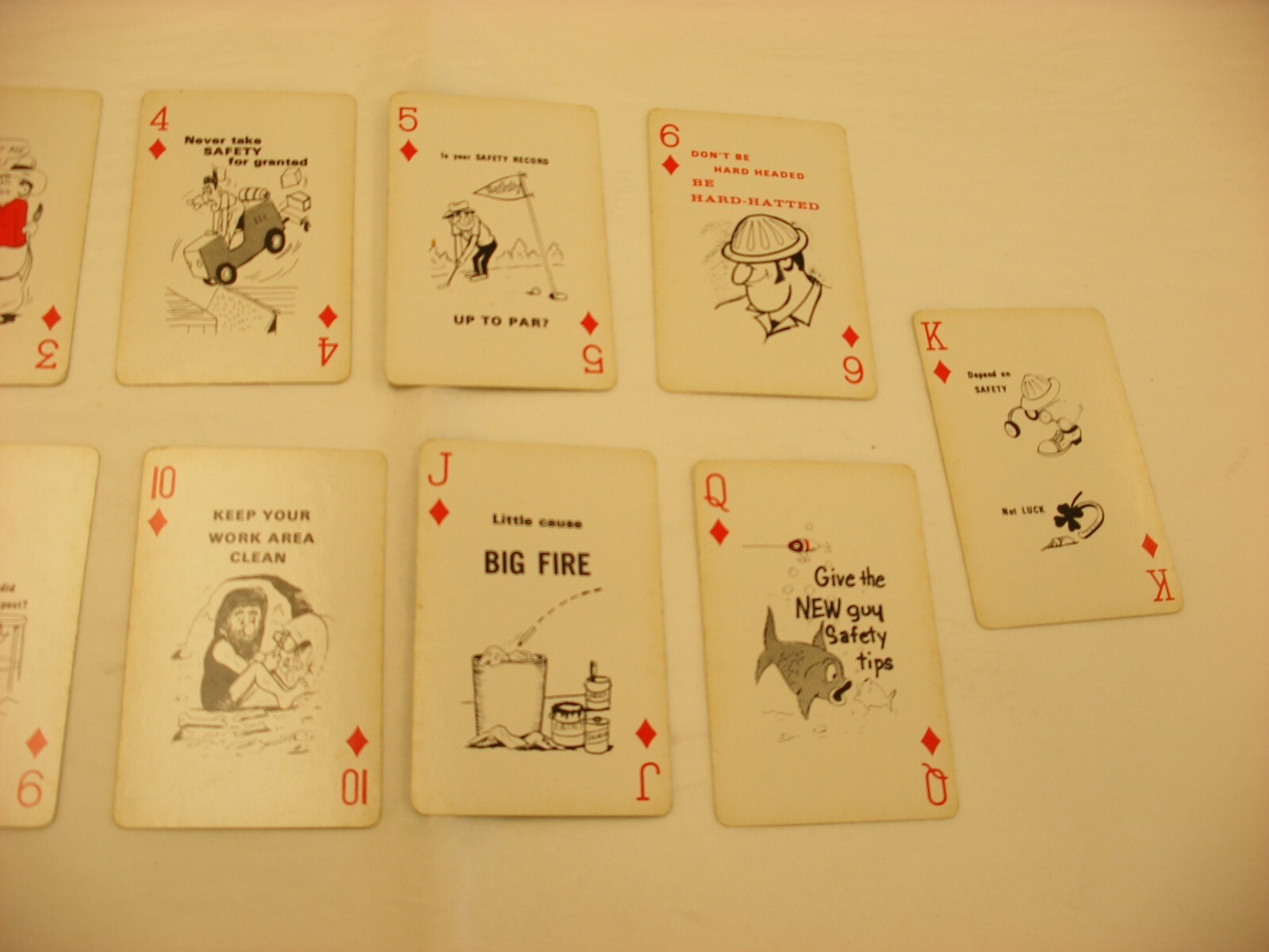Vintage A.O. Smith Safety Record Comic Playing Cards – missing 3 of clubs