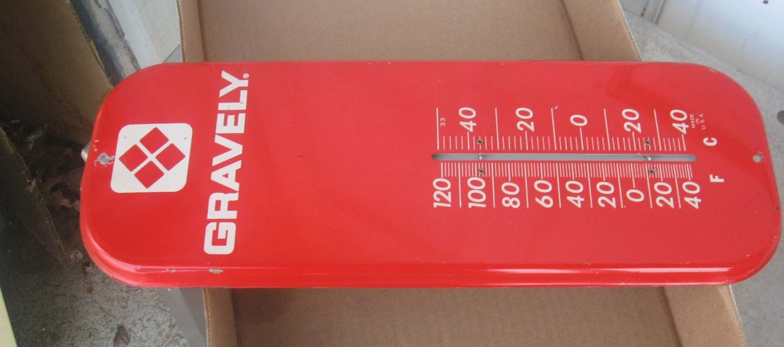 GRAVELY LAWN MOWER GARDEN TRACTOR CO TIN THERMOMETER SIGN