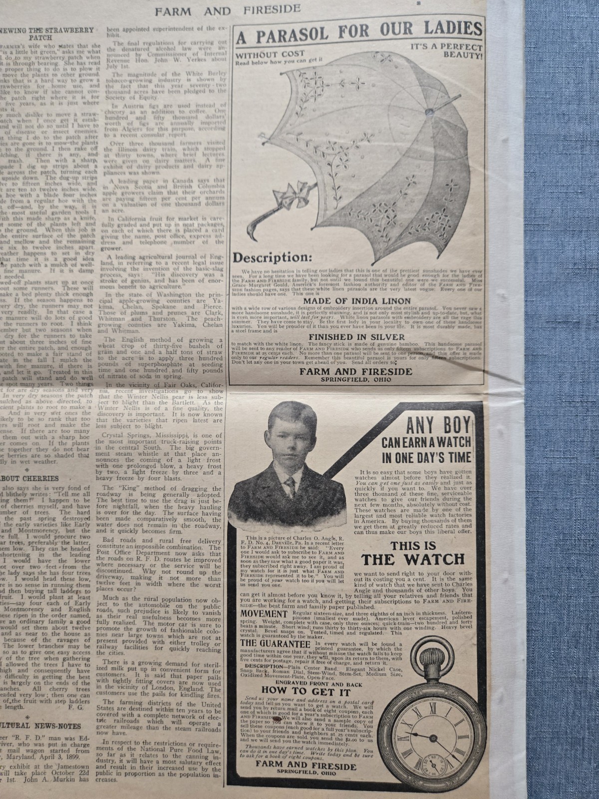Farm & Fireside Newspaper July 25 1907 Articles Ads Fashion News Humor
