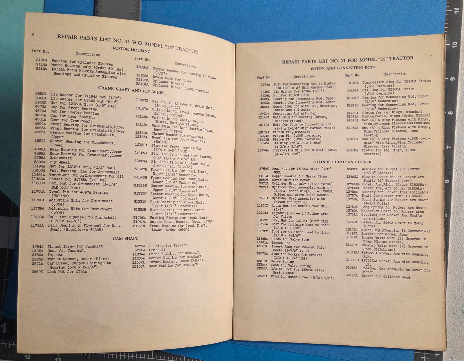 Vintage Massey Harris Model 25 Tractor Manual Parts List Catalog 1940