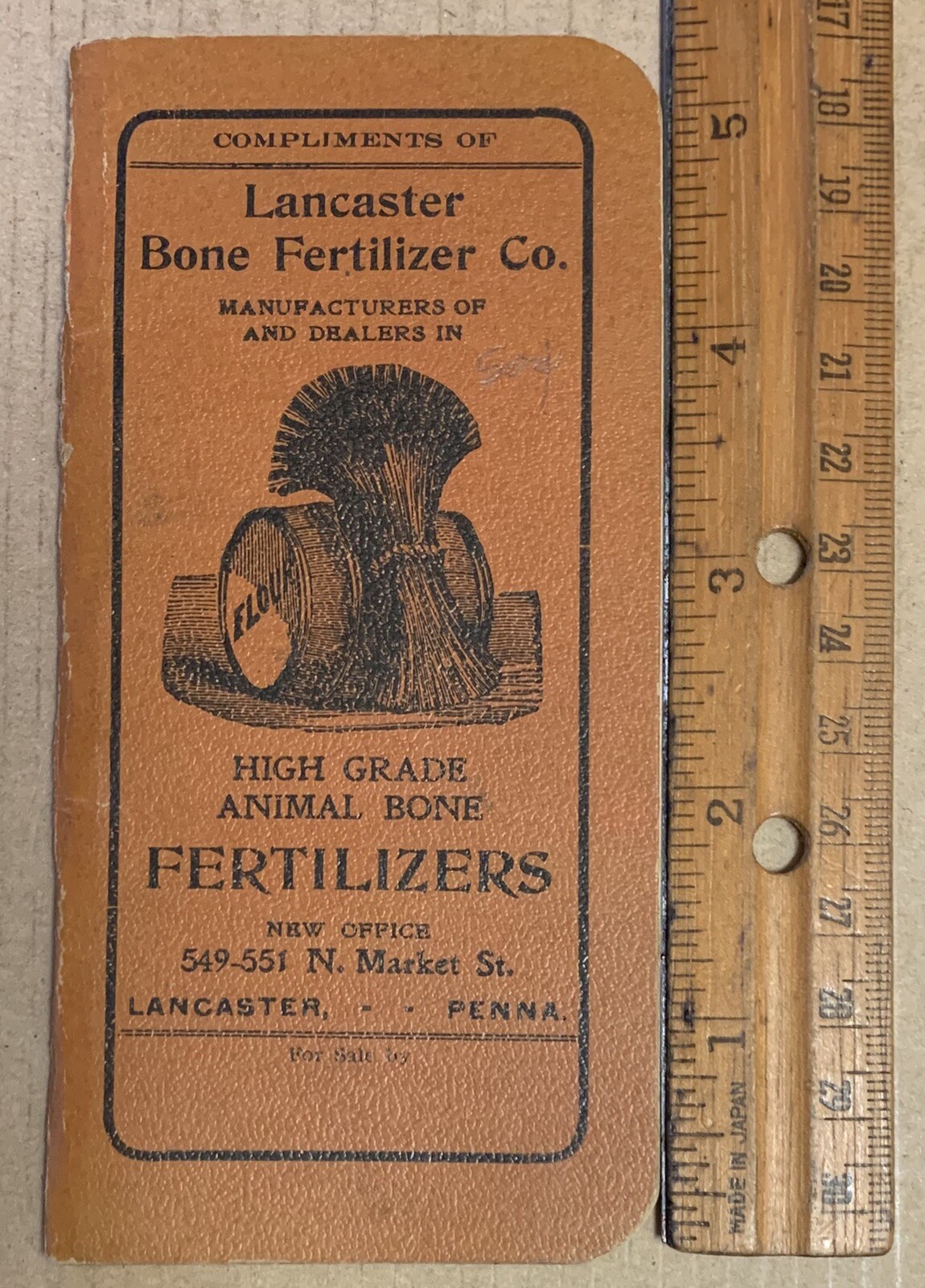 Lancaster Bone Fertilizer Co 1910 antique note book advertising PA animal 38 pg