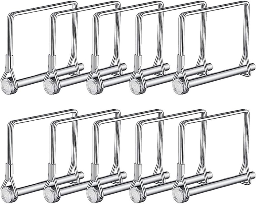 Sunnyway 10 Pcs 1/4 Inch Trailer Coupler Pin Set 4 Inch Long Wire Lock Pin PTO P